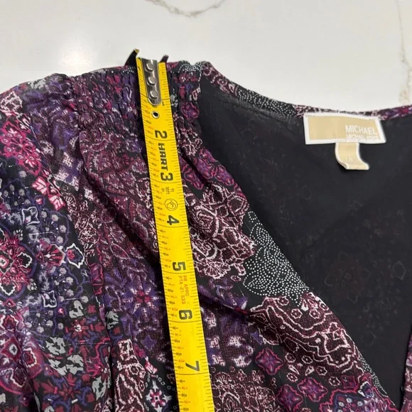 MICHAEL Michael Kors patchwork Georgette smock-waist Floral Long Sleeve Dress - Picture 13 of 14